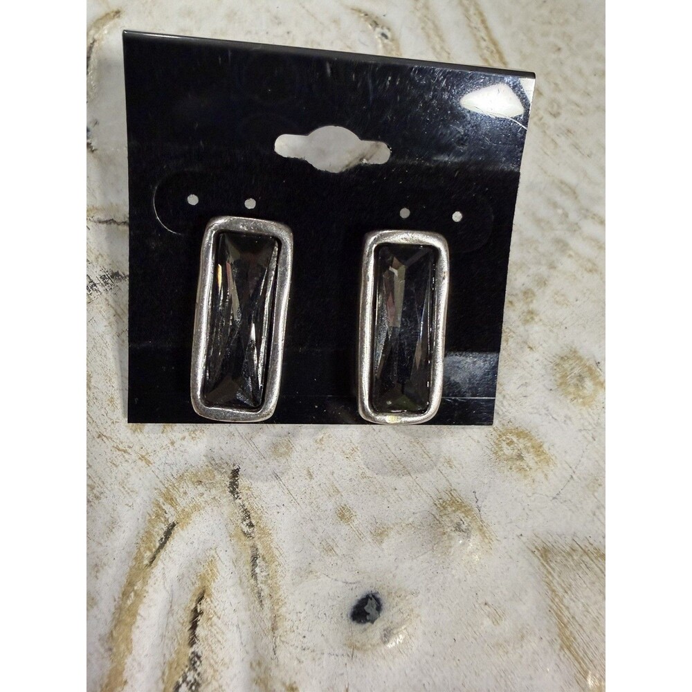 Chanour Pewter Smoky Crystal Earrings